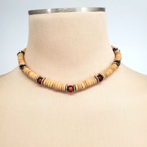Brown Wood Beaded Necklace